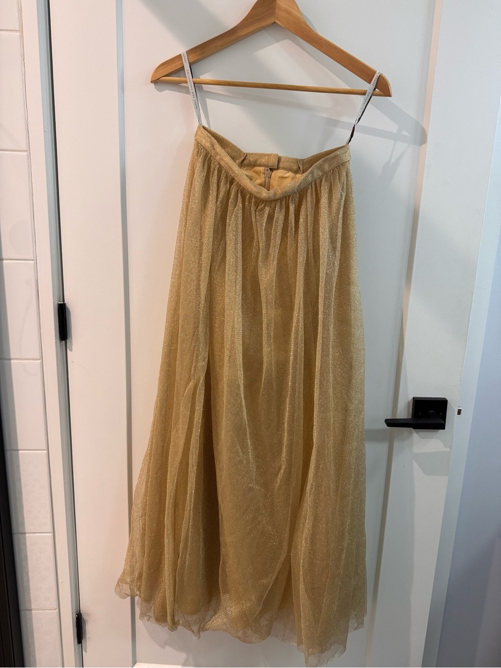 Jenny Yoo Gold Shimmer Maxi Skirt - Elegant Women's Skirt